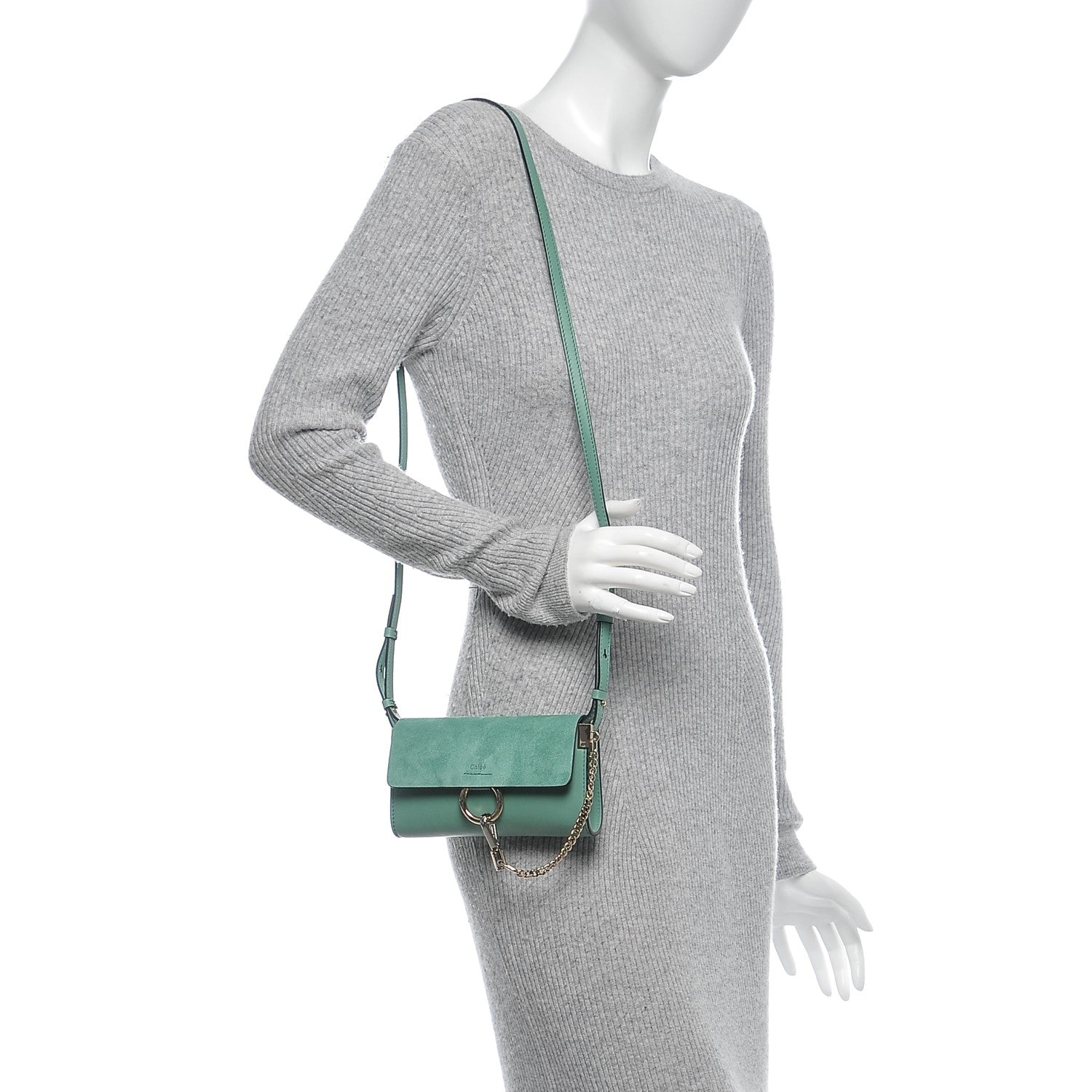 Chloe Suede Calfskin Mini Faye Shoulder Bag Happy Green 2 of 5