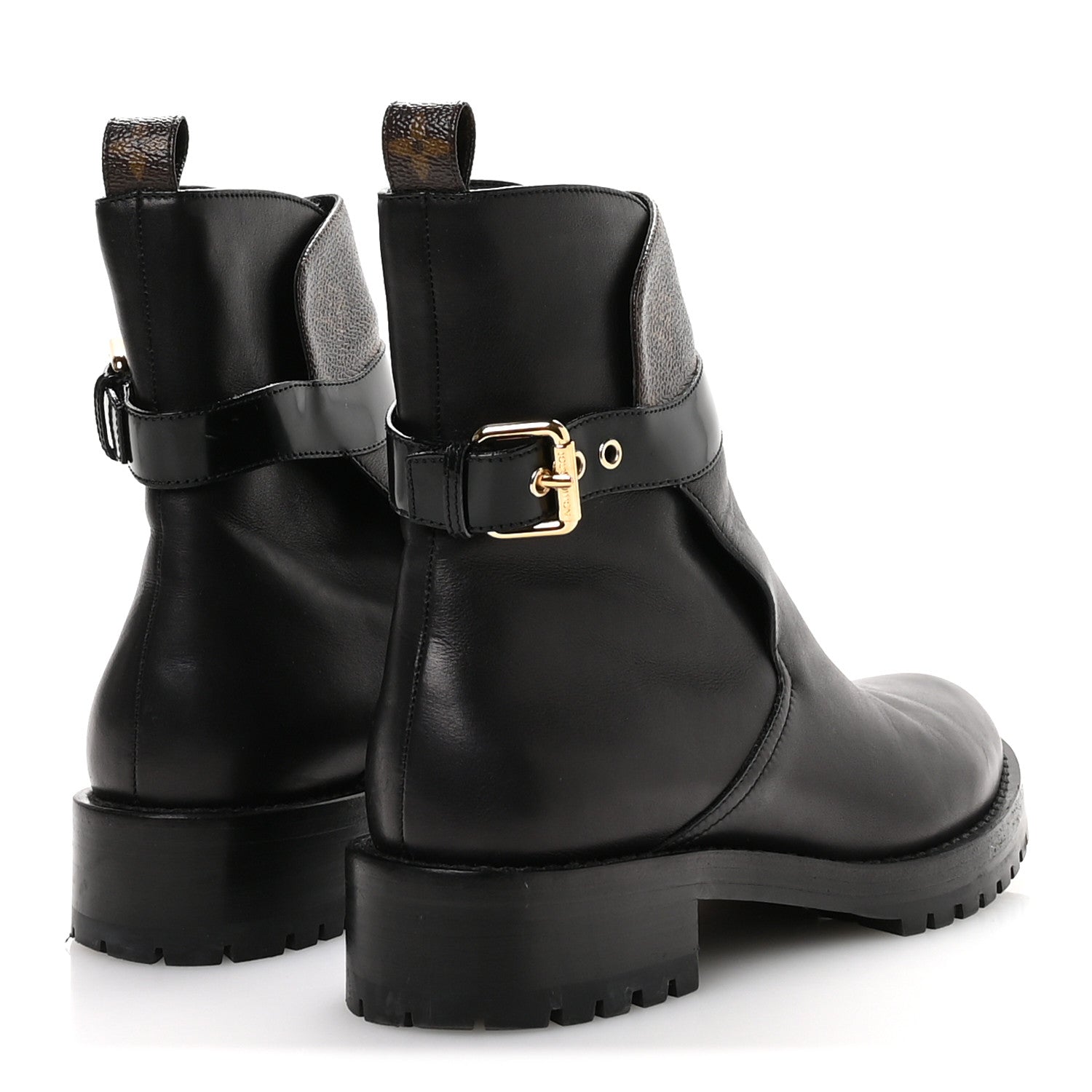 Louis Vuitton Calfskin Monogram Discovery Flat Ankle Boots 38 Black 5 of 9