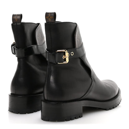 Louis Vuitton Calfskin Monogram Discovery Flat Ankle Boots 38 Black 5 of 9
