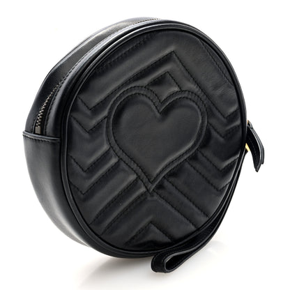 Gucci Calfskin Matelasse GG Marmont Round Wrist Wallet Black 3 of 6