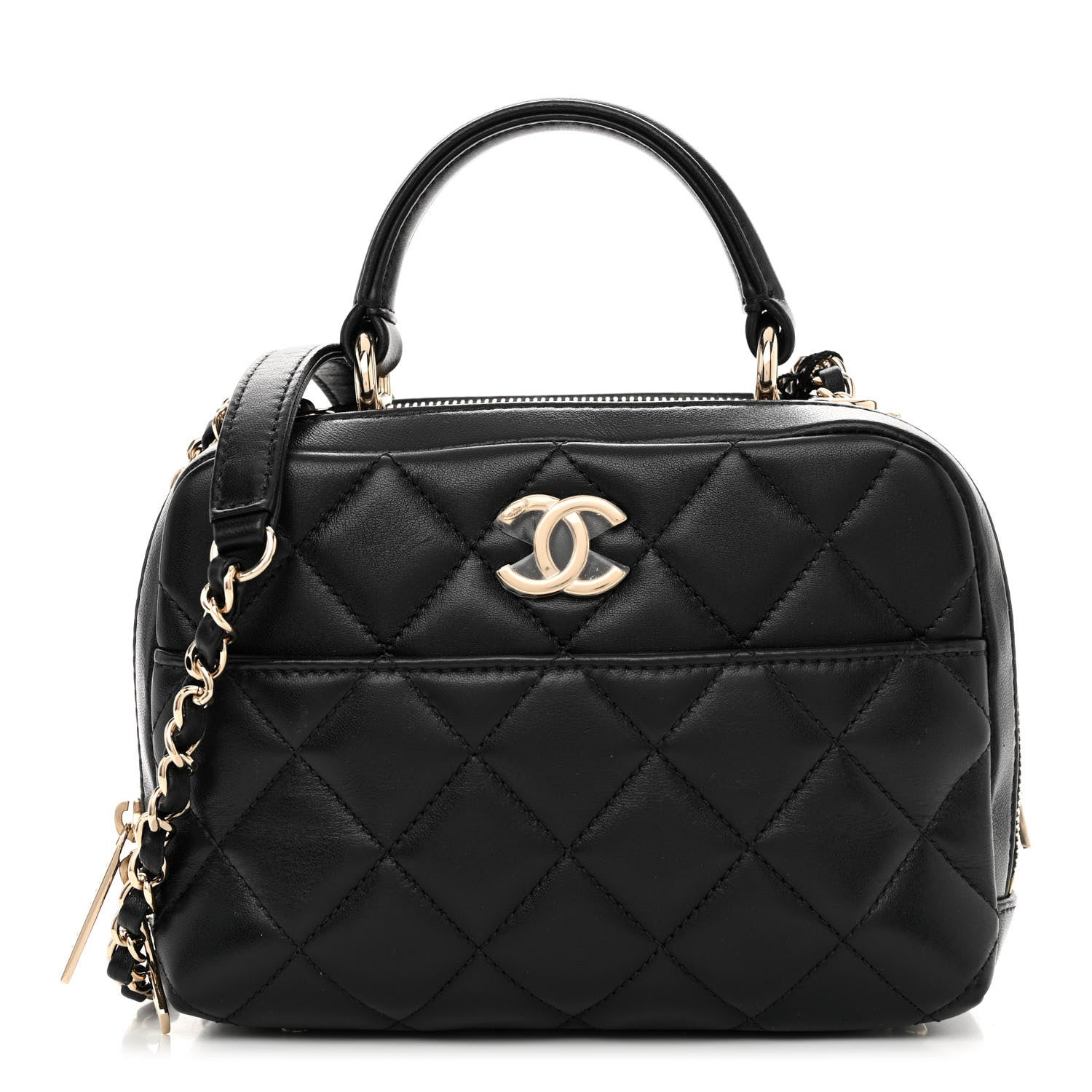 Chanel Lambskin Quilted Small Trendy CC Bowling Bag Black 1 of 10