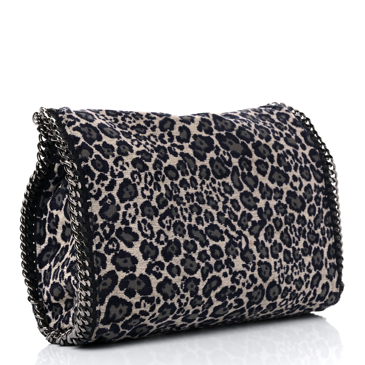 Stella McCartney Cotton Canvas Leopard Small Falabella Fold Over Tote Grey 3 of 13