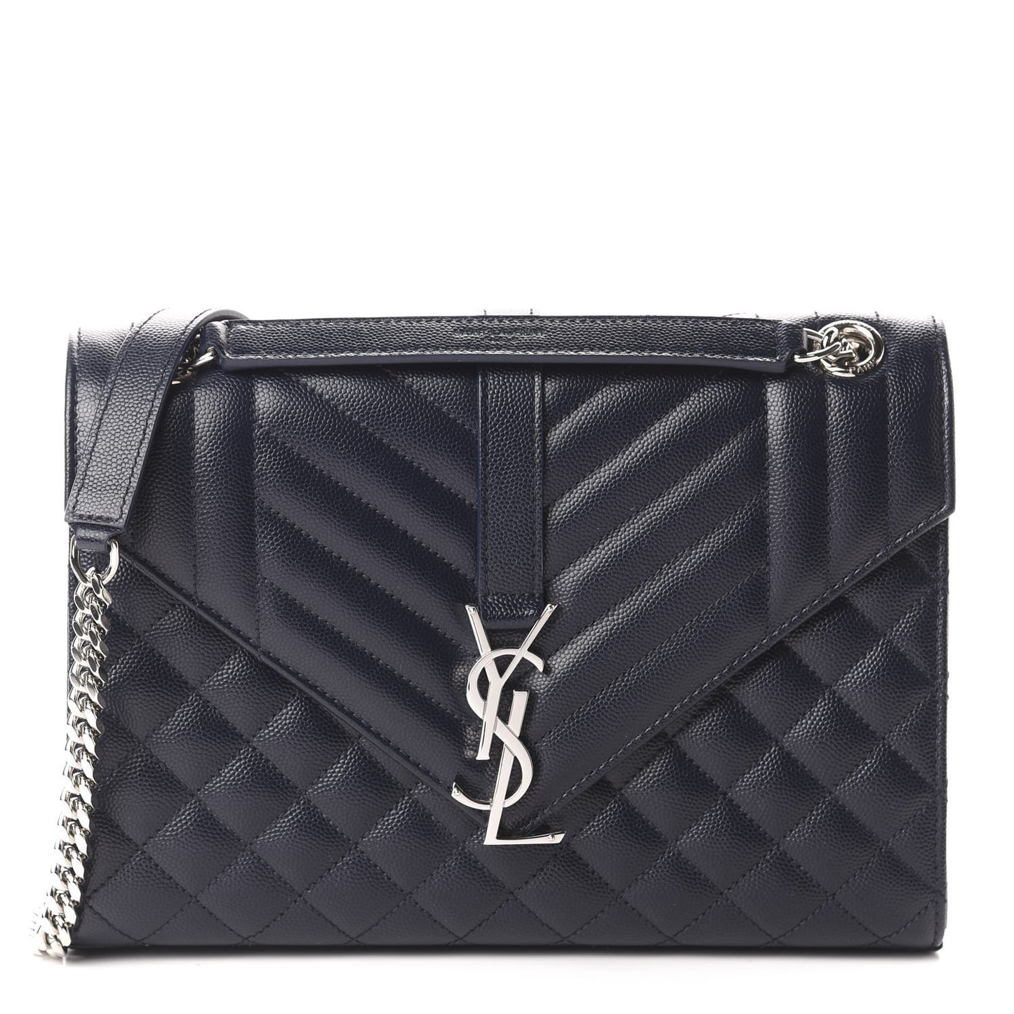 Grain De Poudre Textured Mixed Matelasse Triquilt Medium Monogram Satchel Deep Marine