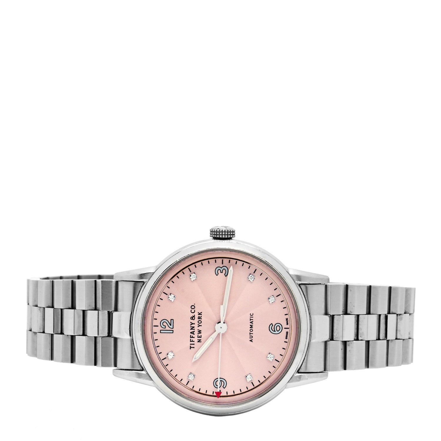 Tiffany Stainless Steel Diamond 34mm CT60 3-Hand Automatic Watch Pink 2 of 4