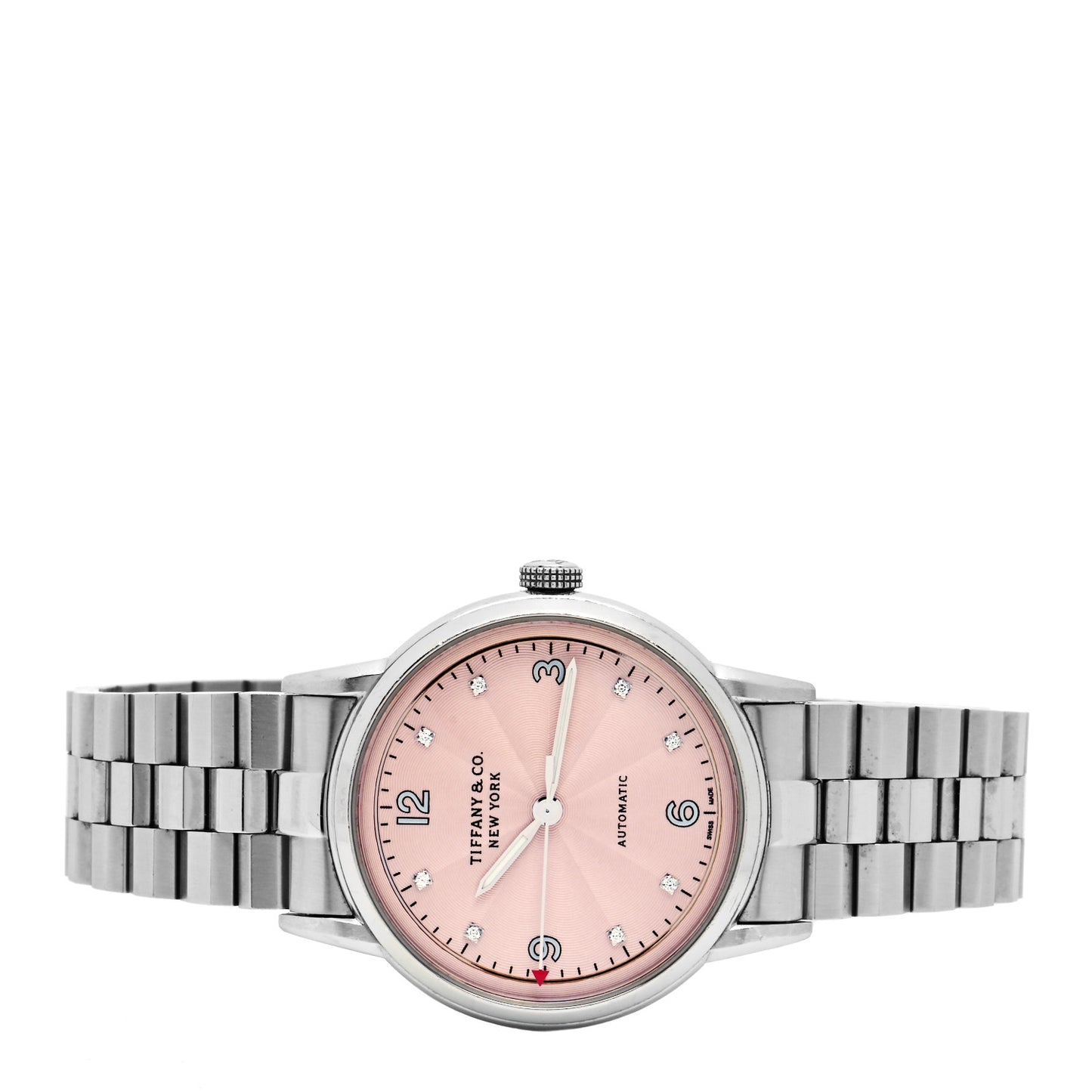 Stainless Steel Diamond 34mm CT60 3-Hand Automatic Watch Pink