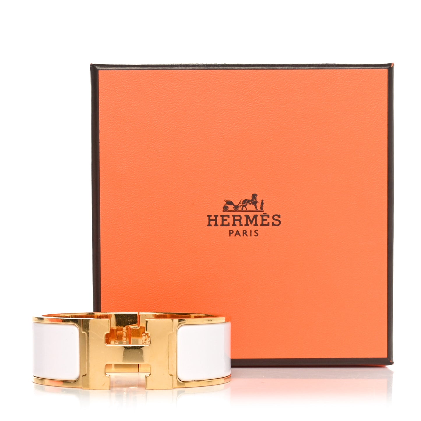 Enamel Wide Clic Clac H Bracelet GM White