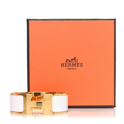 Hermes Enamel Wide Clic Clac H Bracelet GM White 5 of 5