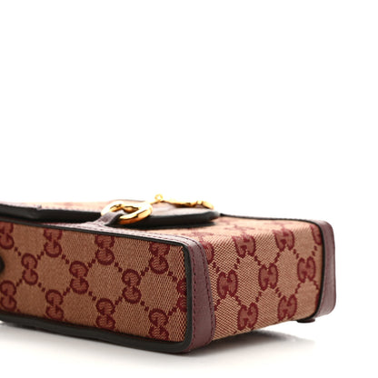 Gucci Monogram Textured Dollar Calfskin Mini Horsebit 1955 Crossbody Bag Sahara Rubino Chardonnay 8 of 9