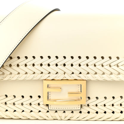 Fendi Vitello King Ceylon Woven Baguette White Ice 8 of 10