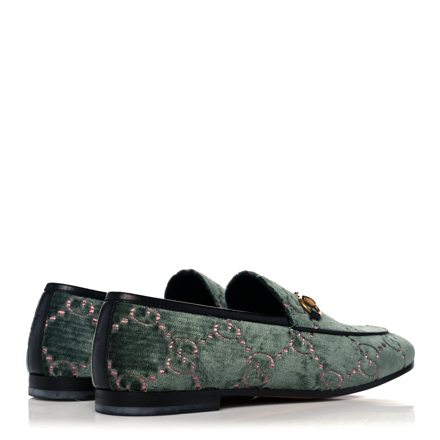 Velvet Malaga Kid GG Monogram Horsebit Womens Jordaan Loafers 38 Avio Dusty Pink Black