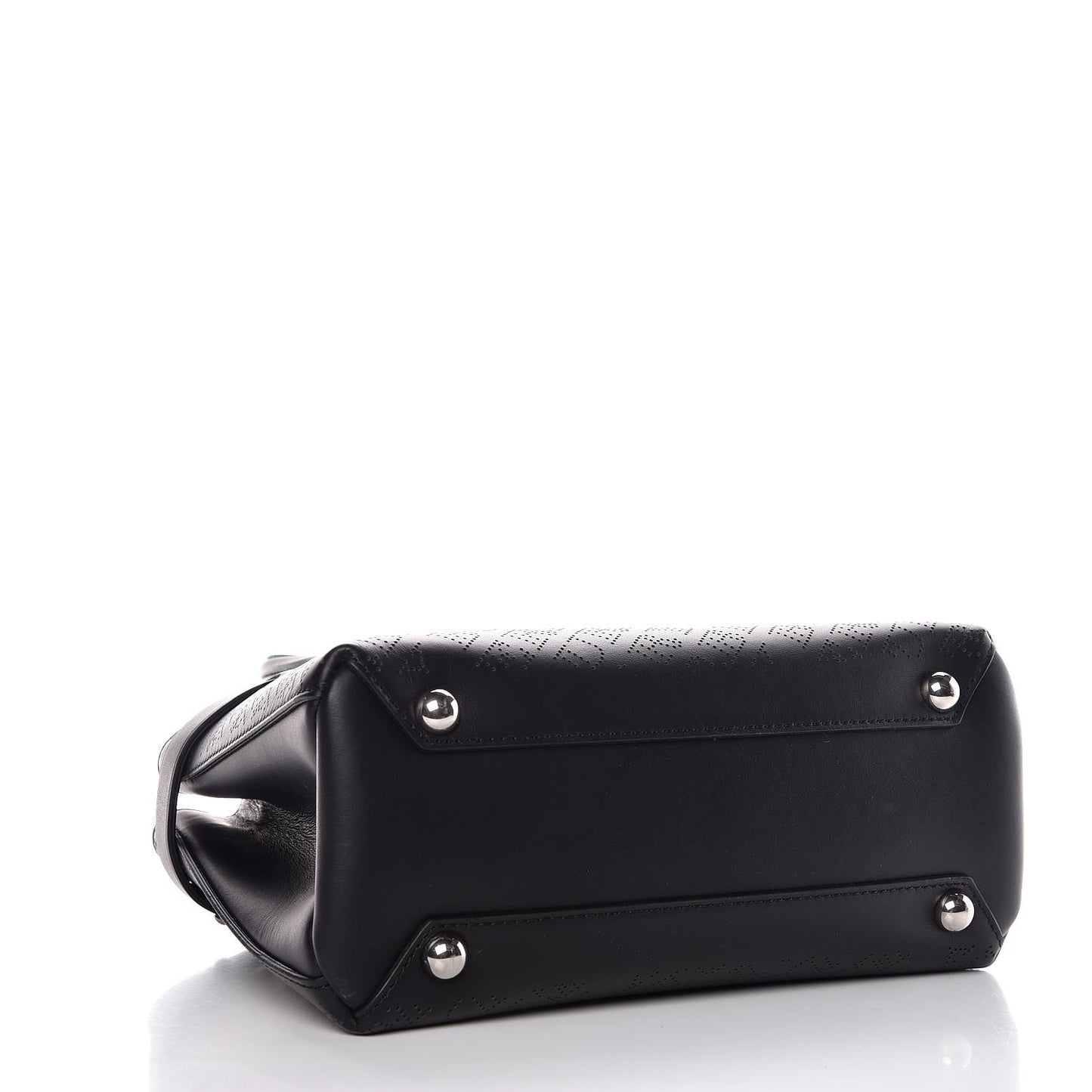 Calfskin Perforated Small Banner Tote Black