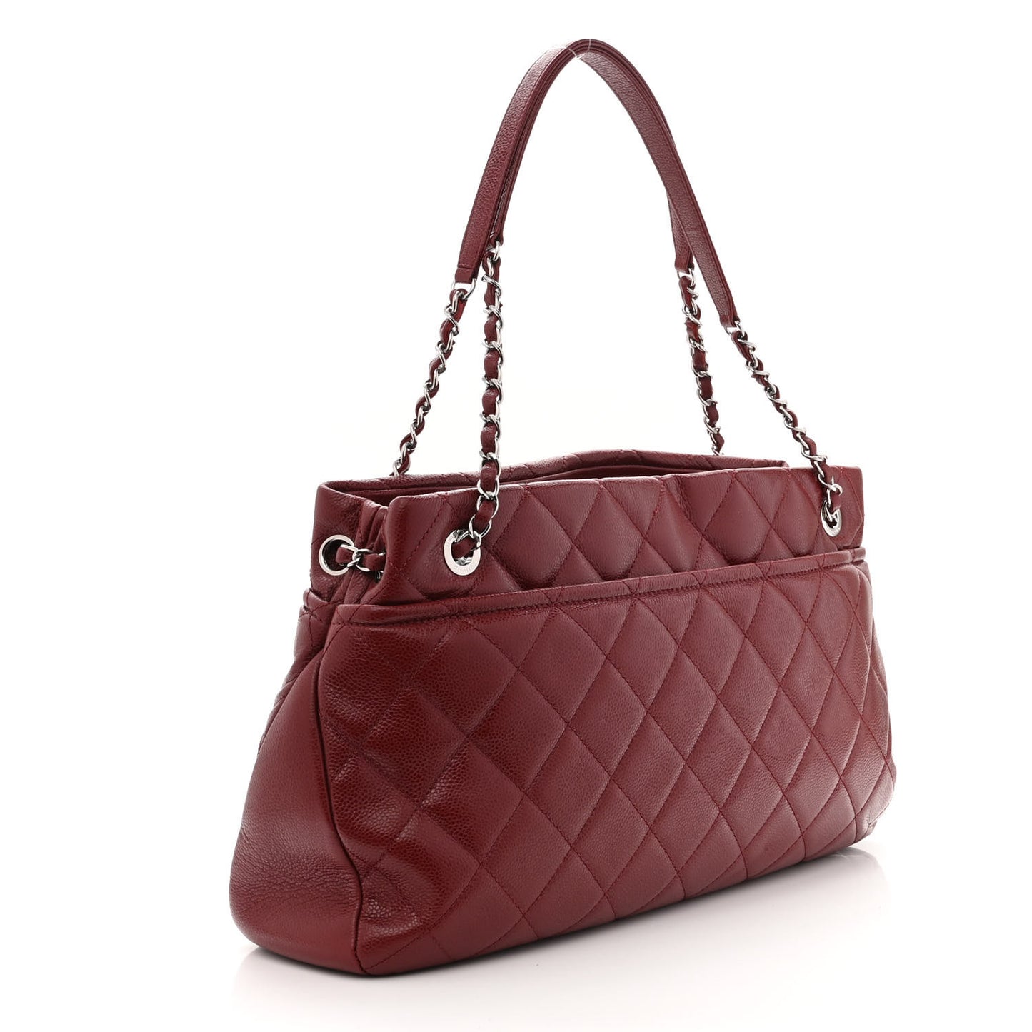 Caviar Quilted Timeless CC Soft Tote Dark Red