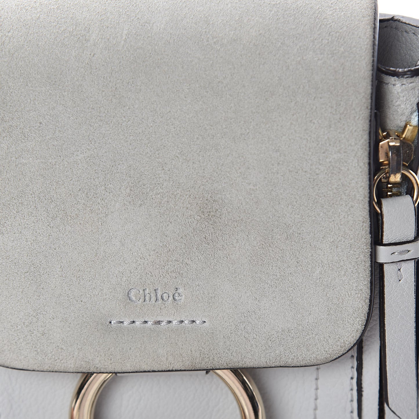 Suede Calfskin Mini Faye Backpack Airy Grey