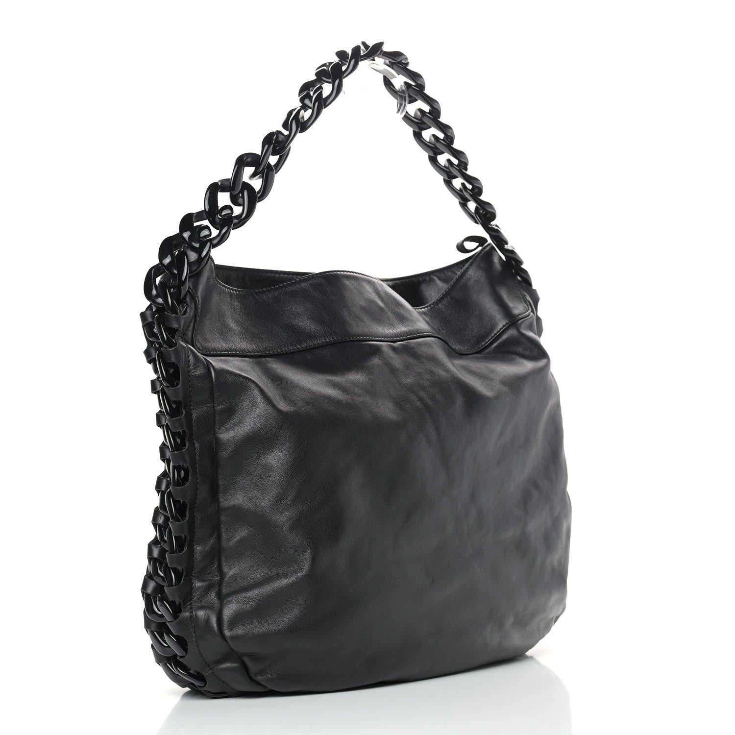 Chanel Calfskin Modern Chain Rhodoid Hobo Black 3 of 11
