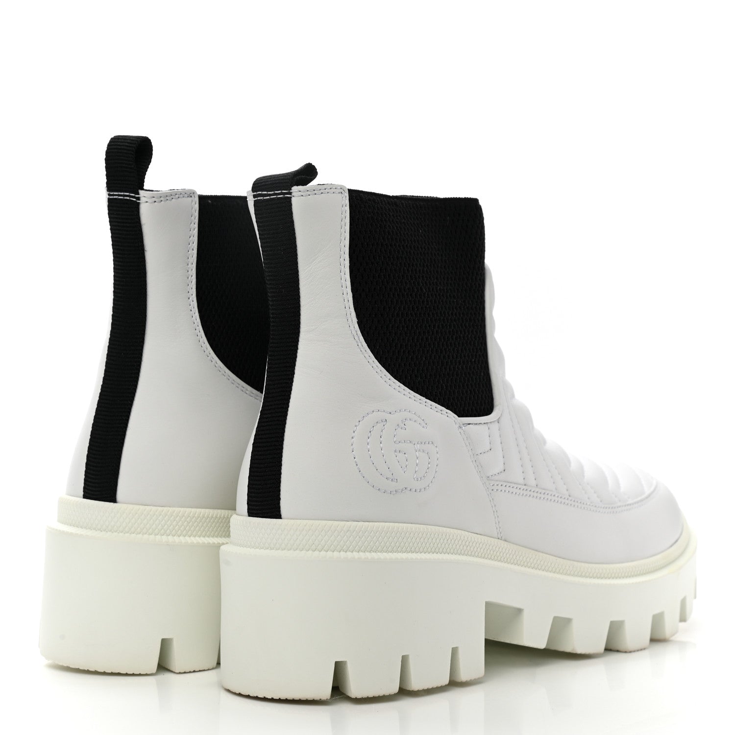 Gucci Calfskin Nappa Matelasse Frances Chelsea Boots 39 Great White Black 4 of 10