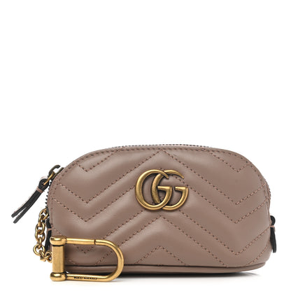 Gucci Calfskin Matelasse GG Marmont Key Pouch Porcelain Rose 1 of 8