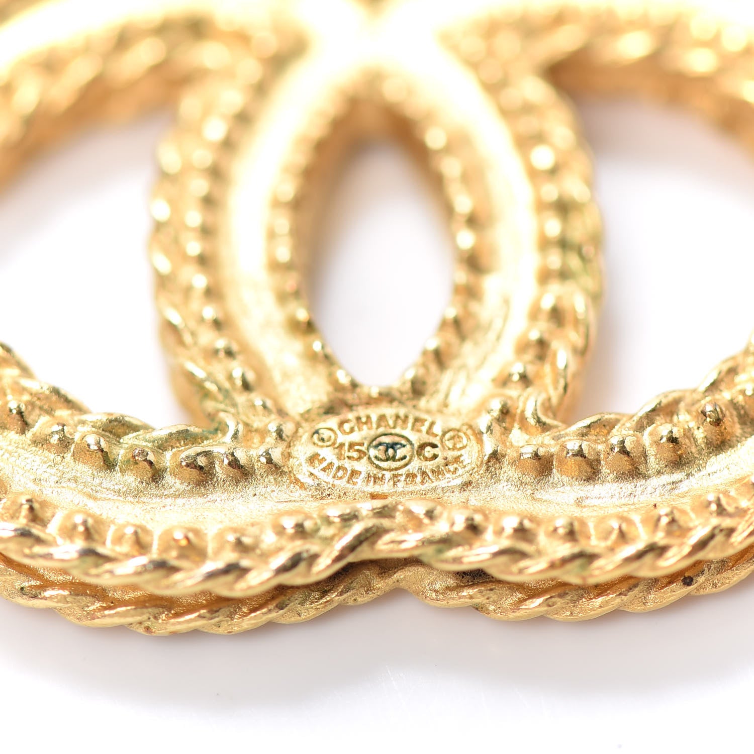 Chanel CC Drop Earrings Matte Gold 4 of 4