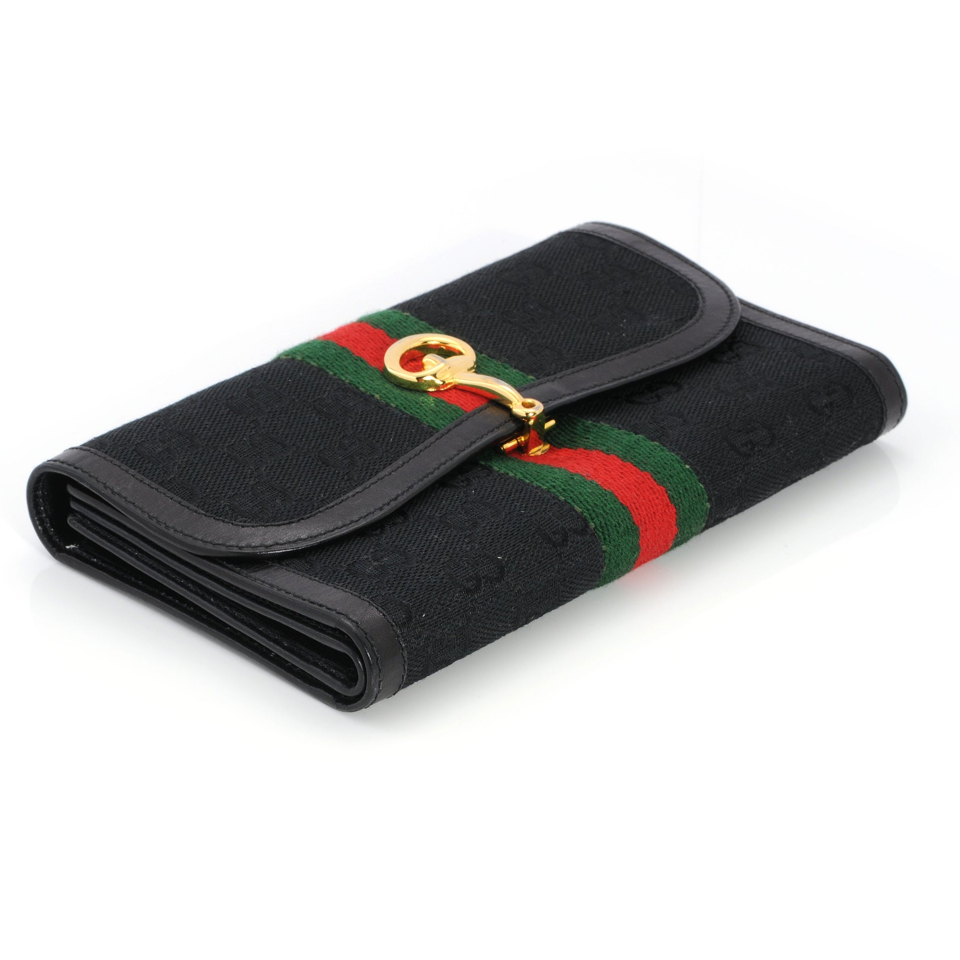 Gucci Monogram Horsebit Web Wallet Black 3 of 6