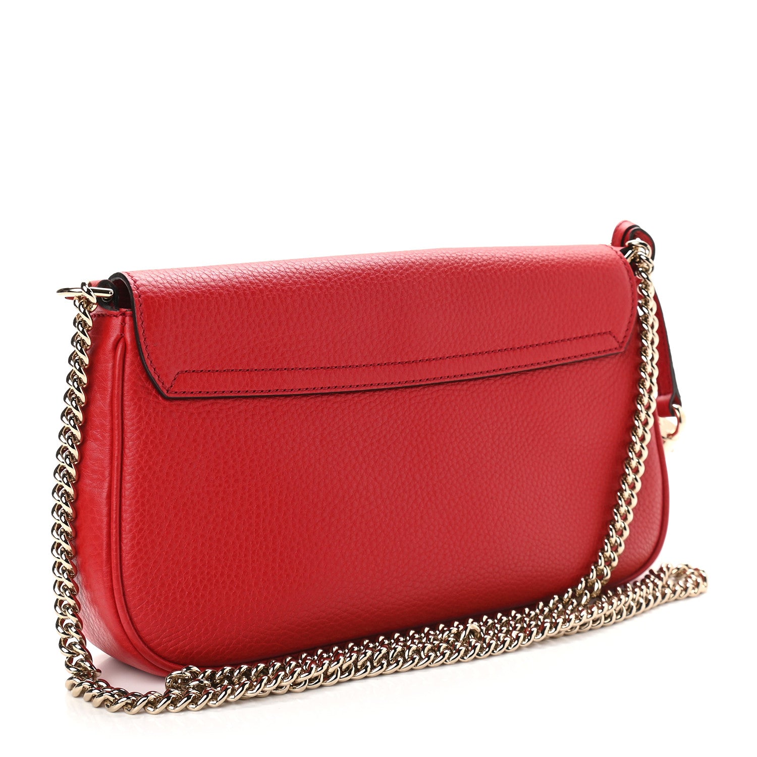 Gucci Pebbled Calfskin Medium Soho Flap Crossbody Tabasco Red 3 of 9