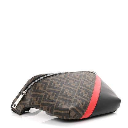 Fendi Glazed Fabric Vitello Liberty FF 1974 Diagonal Belt Bag Tobacco Rosso Black 6 of 15