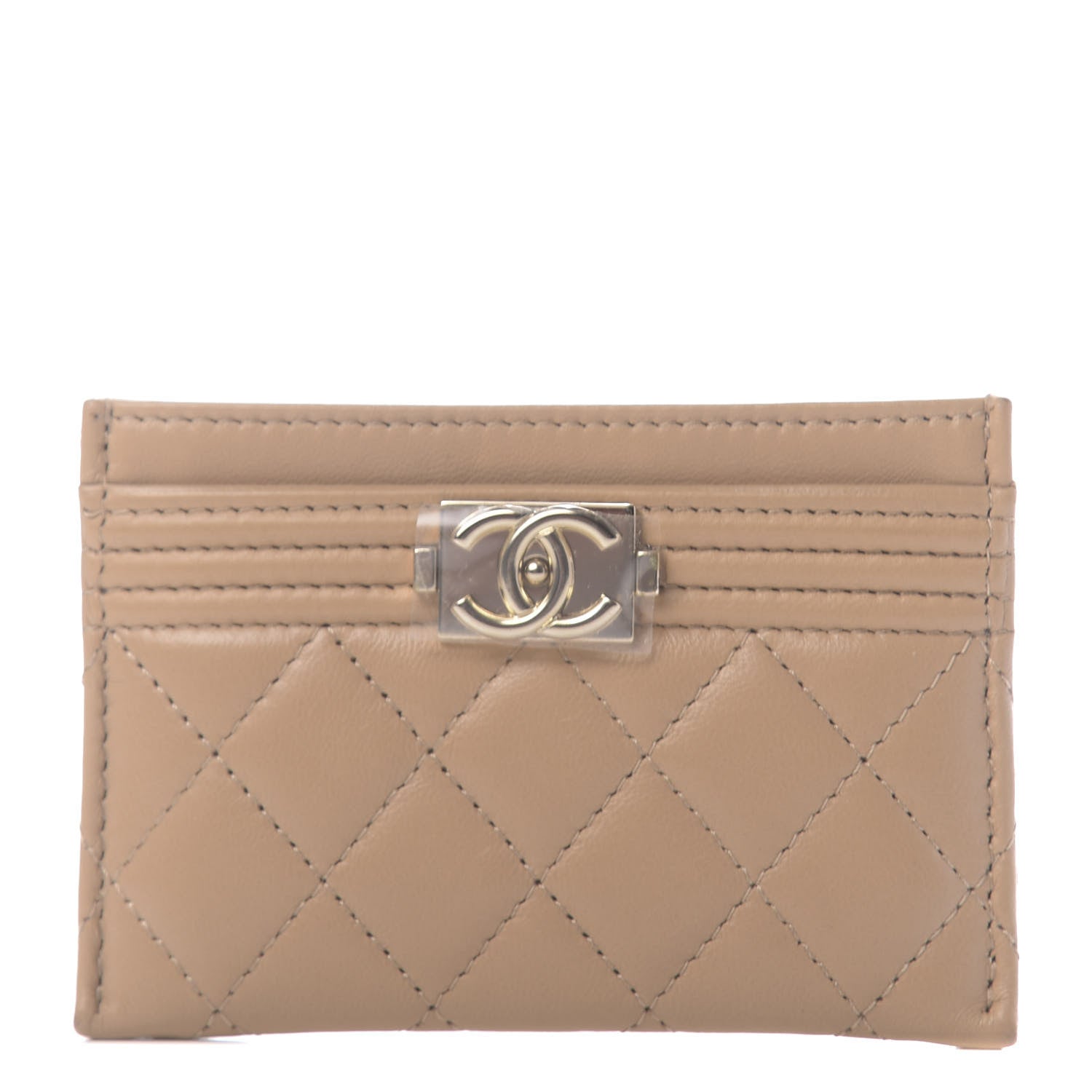Chanel Lambskin Quilted Boy Card Holder Beige 1 of 11