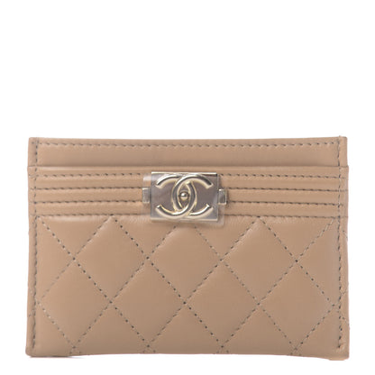 Chanel Lambskin Quilted Boy Card Holder Beige 1 of 11