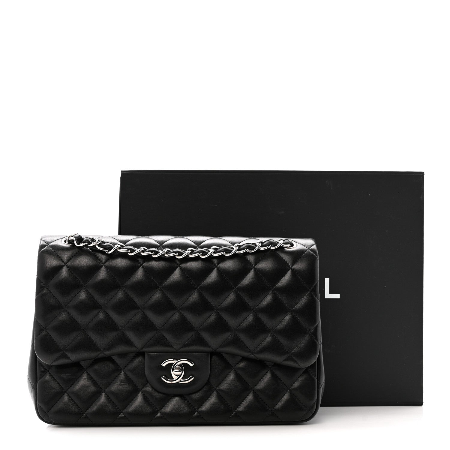 Chanel Lambskin Quilted Jumbo Double Flap Black 14 of 14