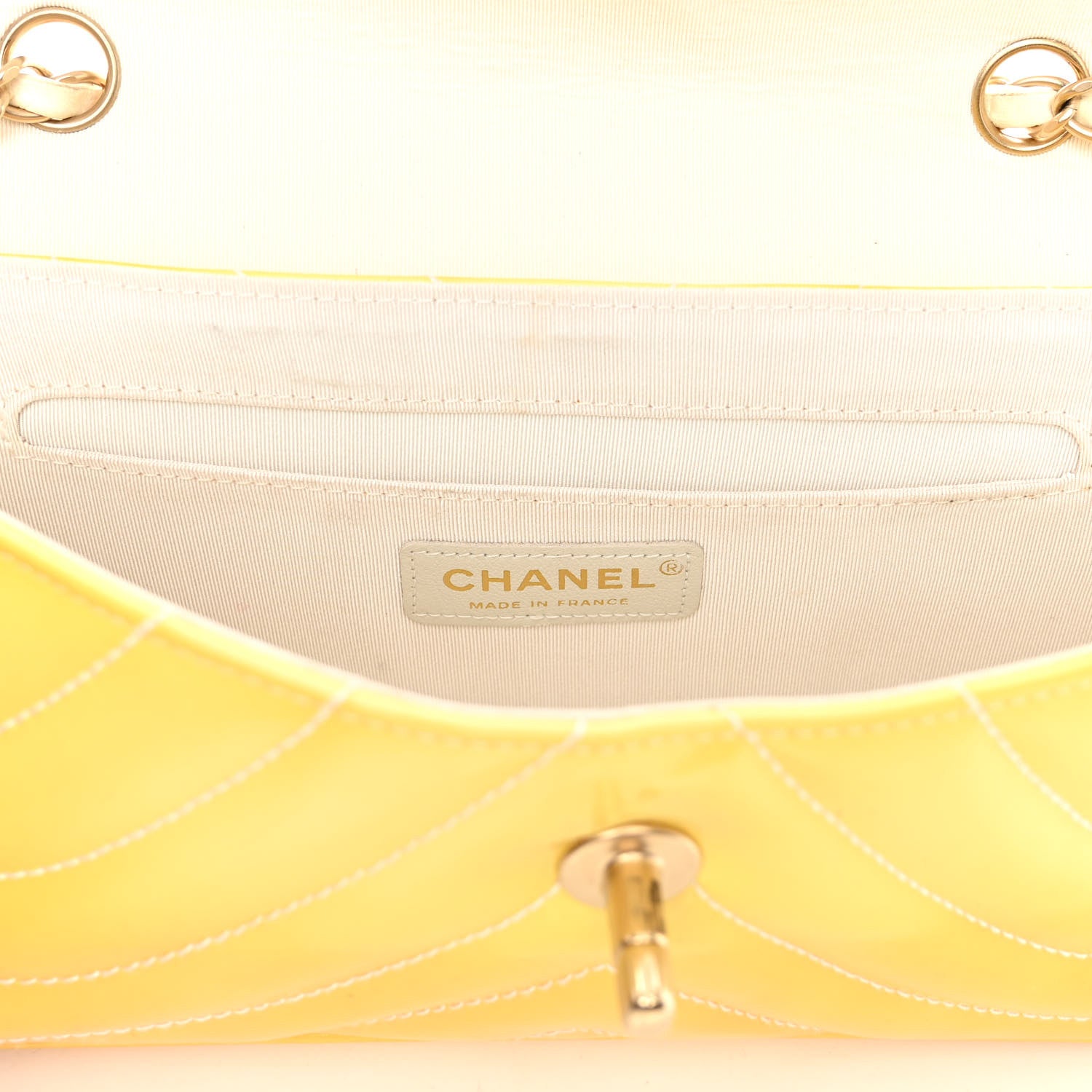 Chanel Patent Quilted East West Flap Yellow 6 of 14