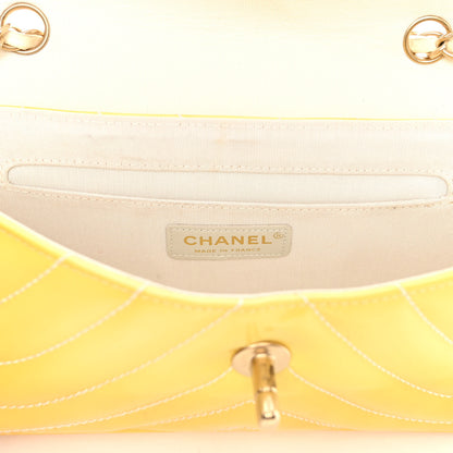 Chanel Patent Quilted East West Flap Yellow 6 of 14