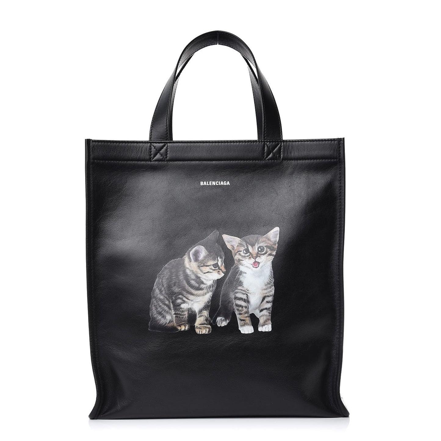 Calfskin Kittens Market Shopper Black