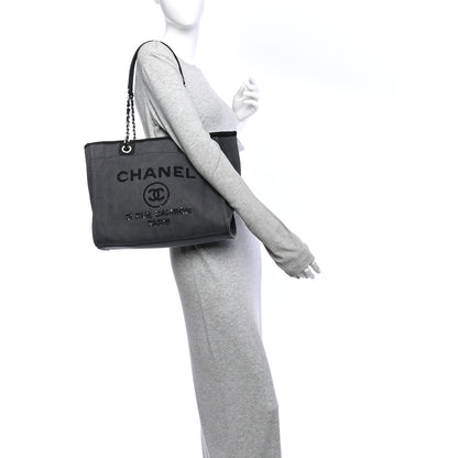 Chanel Canvas Sequin Small Deauville Tote Charcoal 2 of 11
