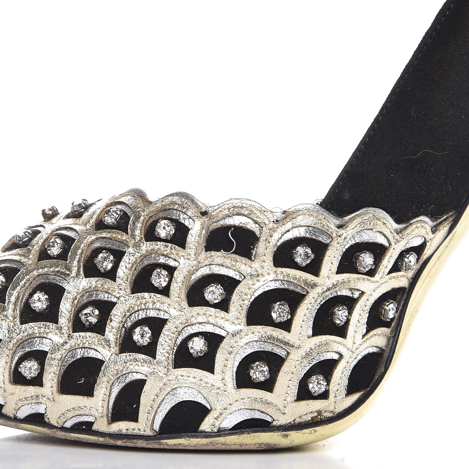 Valentino Garavani Suede Crystal Pumps 37 Black 11 of 12