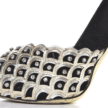 Valentino Garavani Suede Crystal Pumps 37 Black 11 of 12