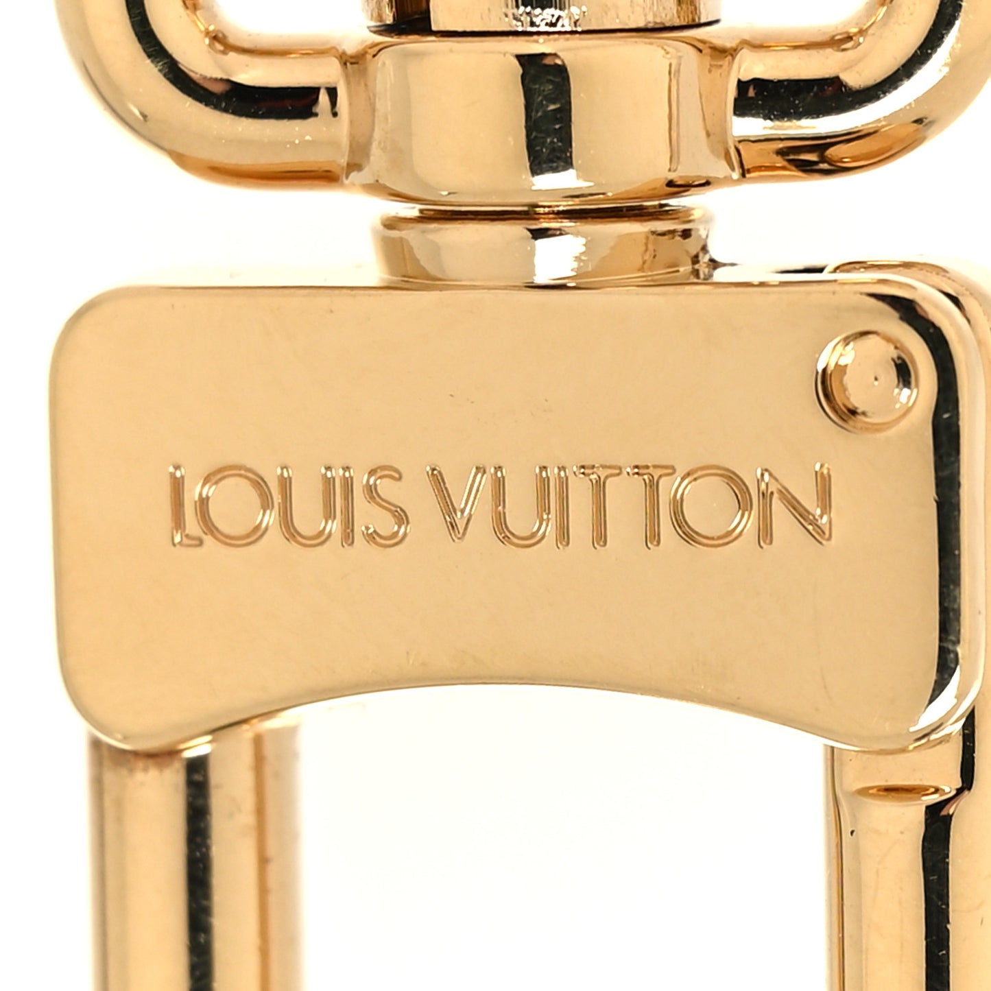 Brass Enamel Fleur De Monogram Bag Charm Chain Gold