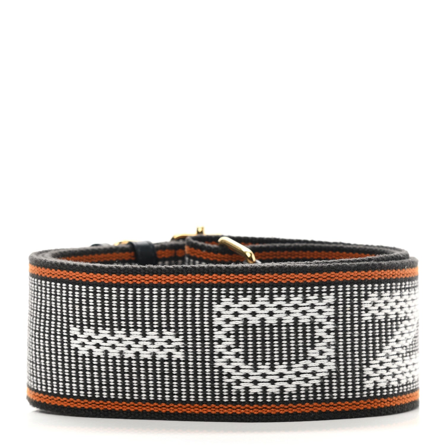 Fendi Cannete Ribbon Poly Vitello Century Logo Adjustable Strap You White Brandy Black 2 of 5