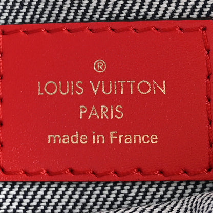 Louis Vuitton Denim Damier Monogram Patchwork Neverfull MM Pochette Blue Rouge 6 of 8