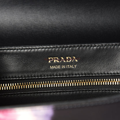 Prada City Calfskin Tie-Dye Print Large Sidonie Top Handle Bag Black 5 of 9