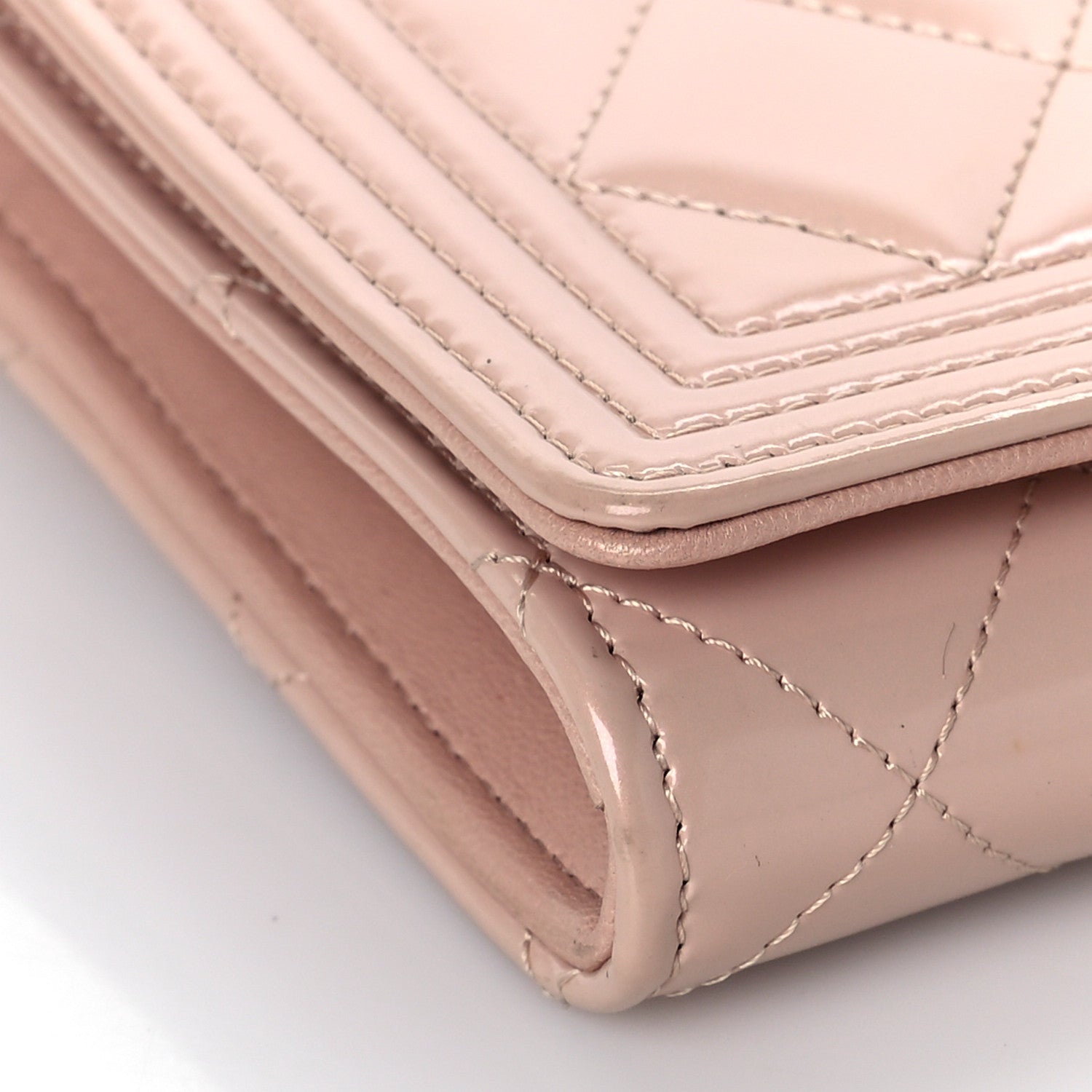 Chanel Iridescent Calfskin Quilted Boy Wallet on Removable Chain Light Pink 9 of 12