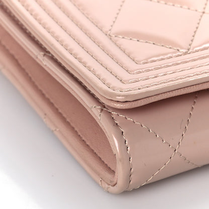 Chanel Iridescent Calfskin Quilted Boy Wallet on Removable Chain Light Pink 9 of 12