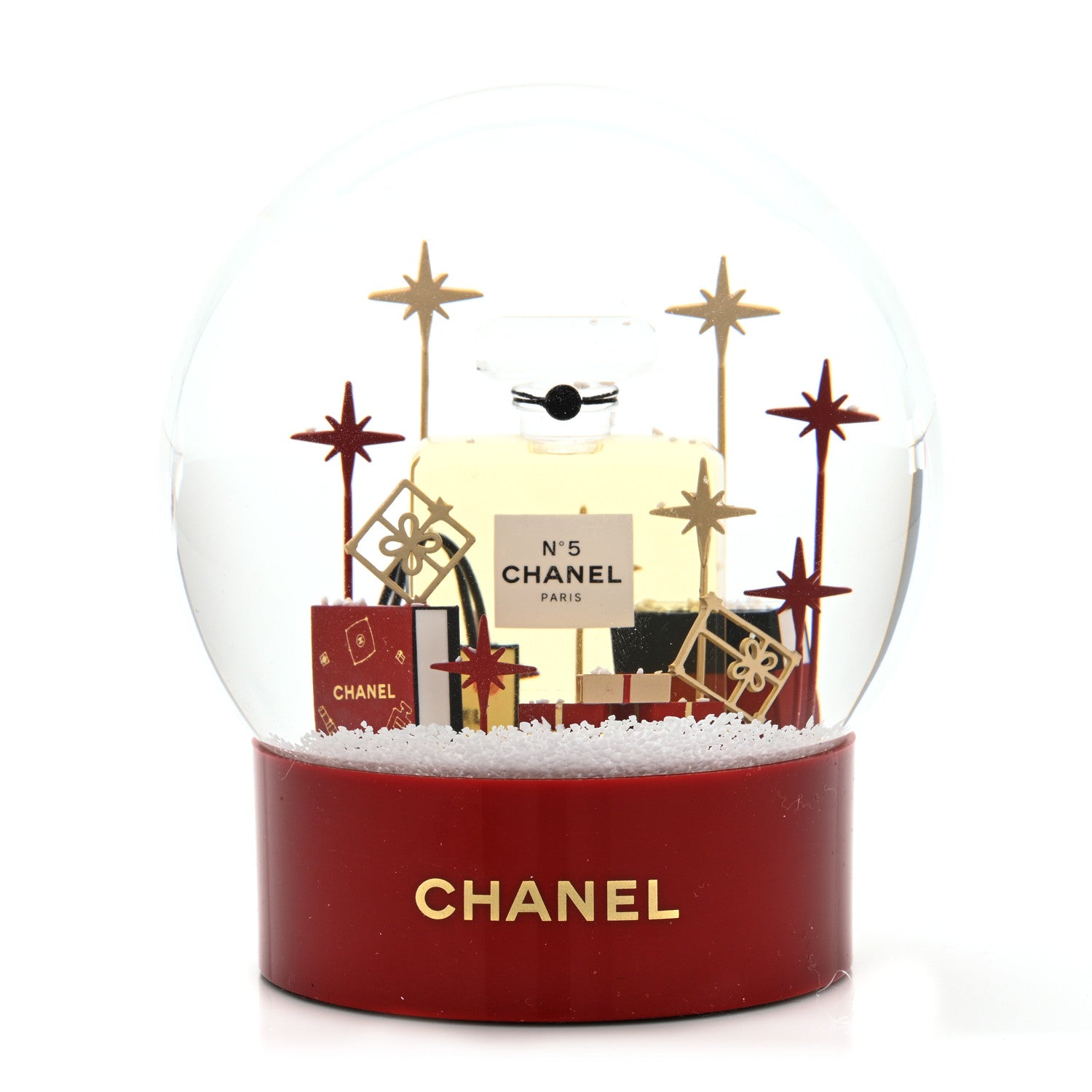 Chanel Glass N°5 Perfume Bottle Snow Globe Red 1 of 7