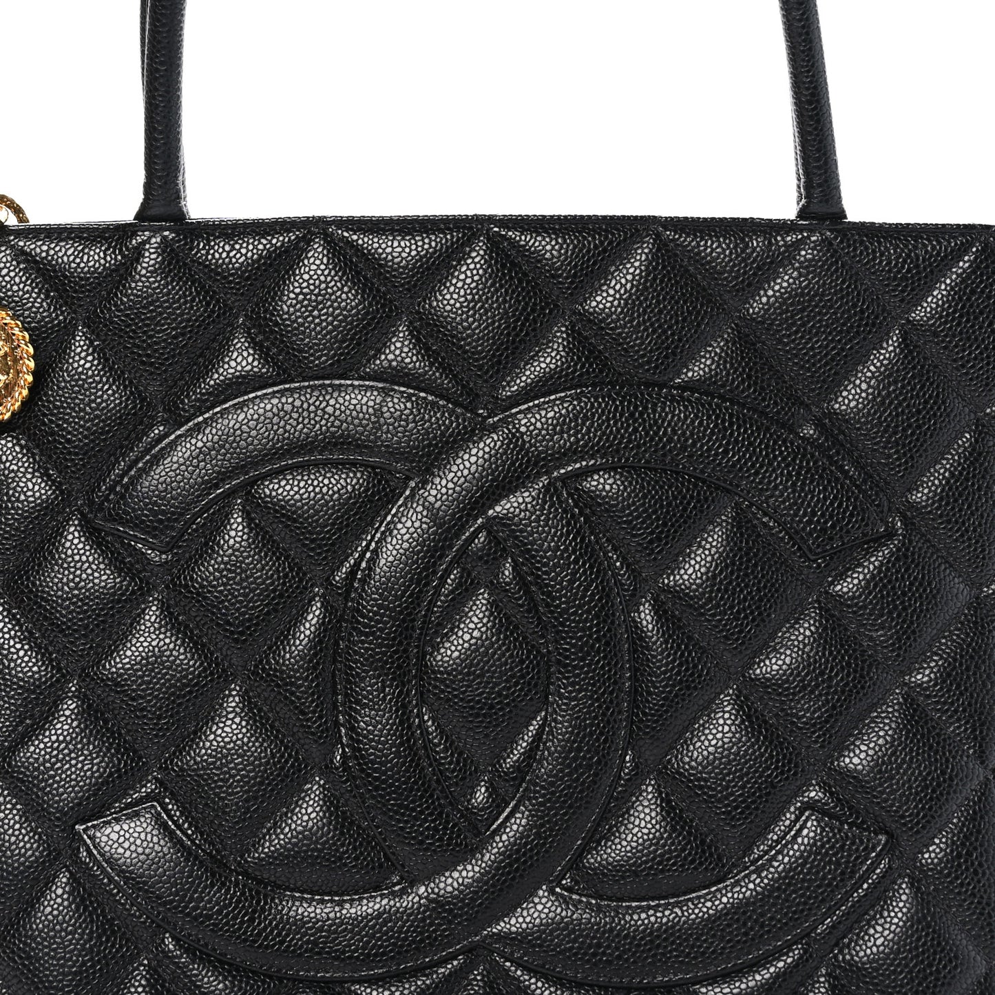 Caviar Quilted Medallion Tote Black