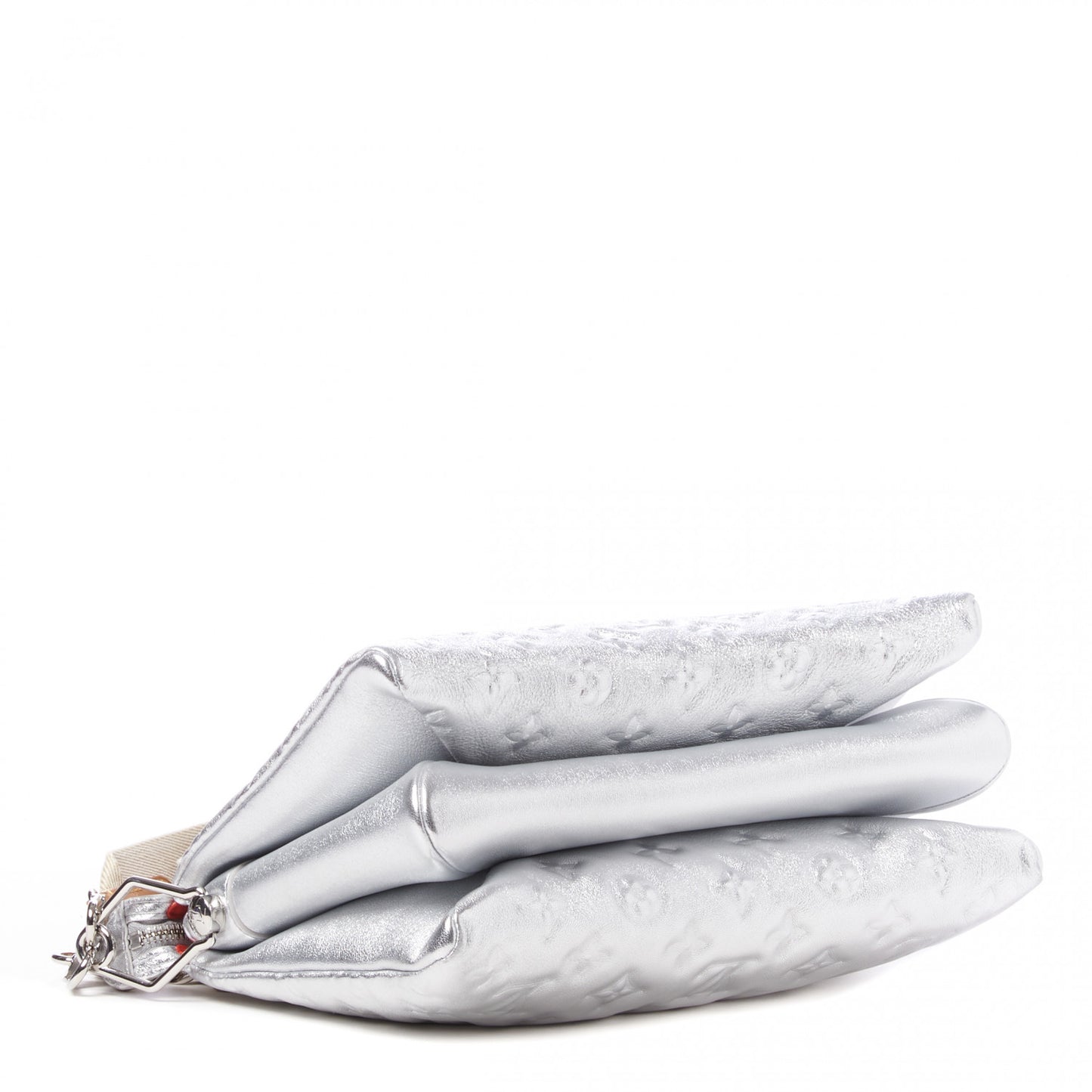 Metallic Lambskin Embossed Monogram Coussin PM Silver