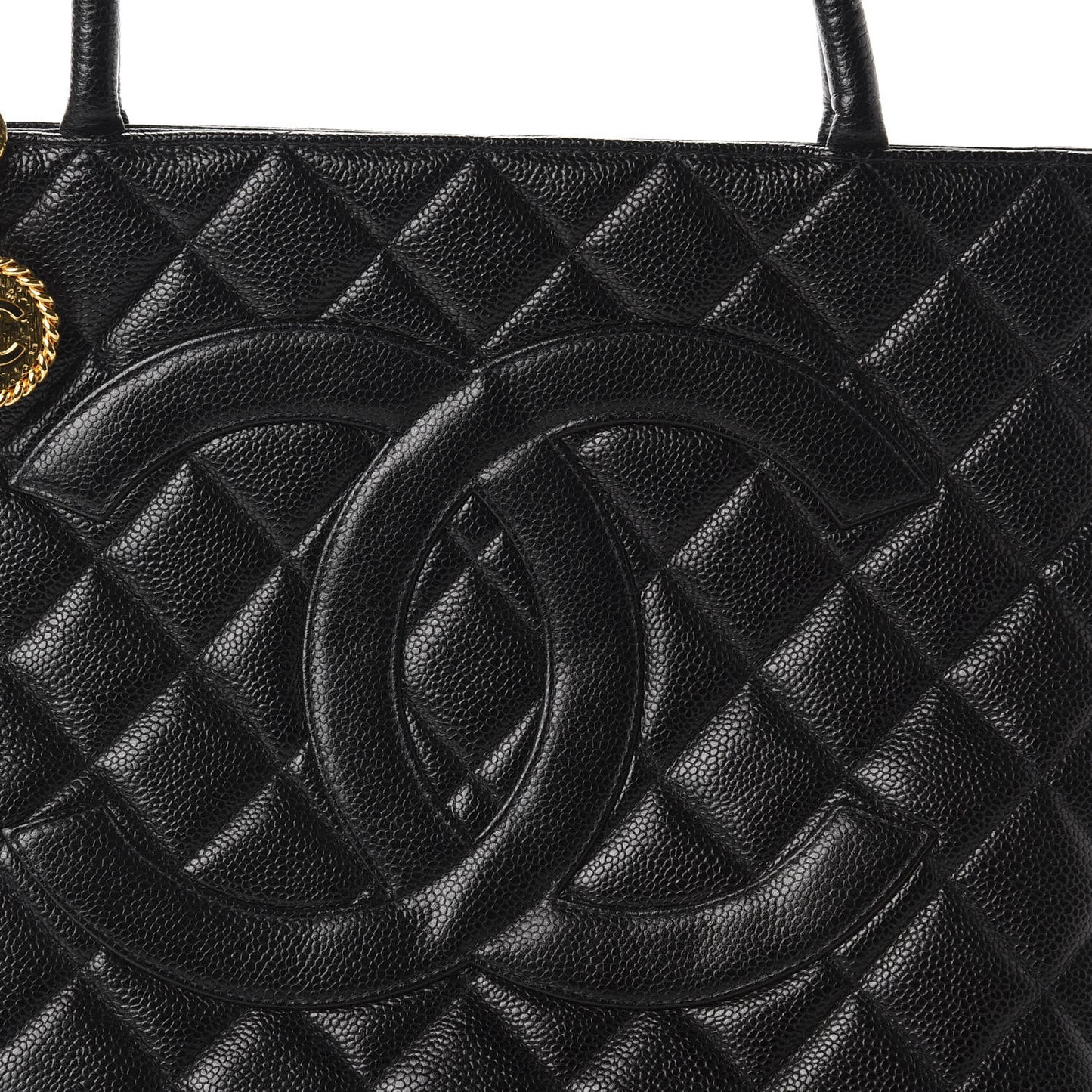 Caviar Quilted Medallion Tote Black