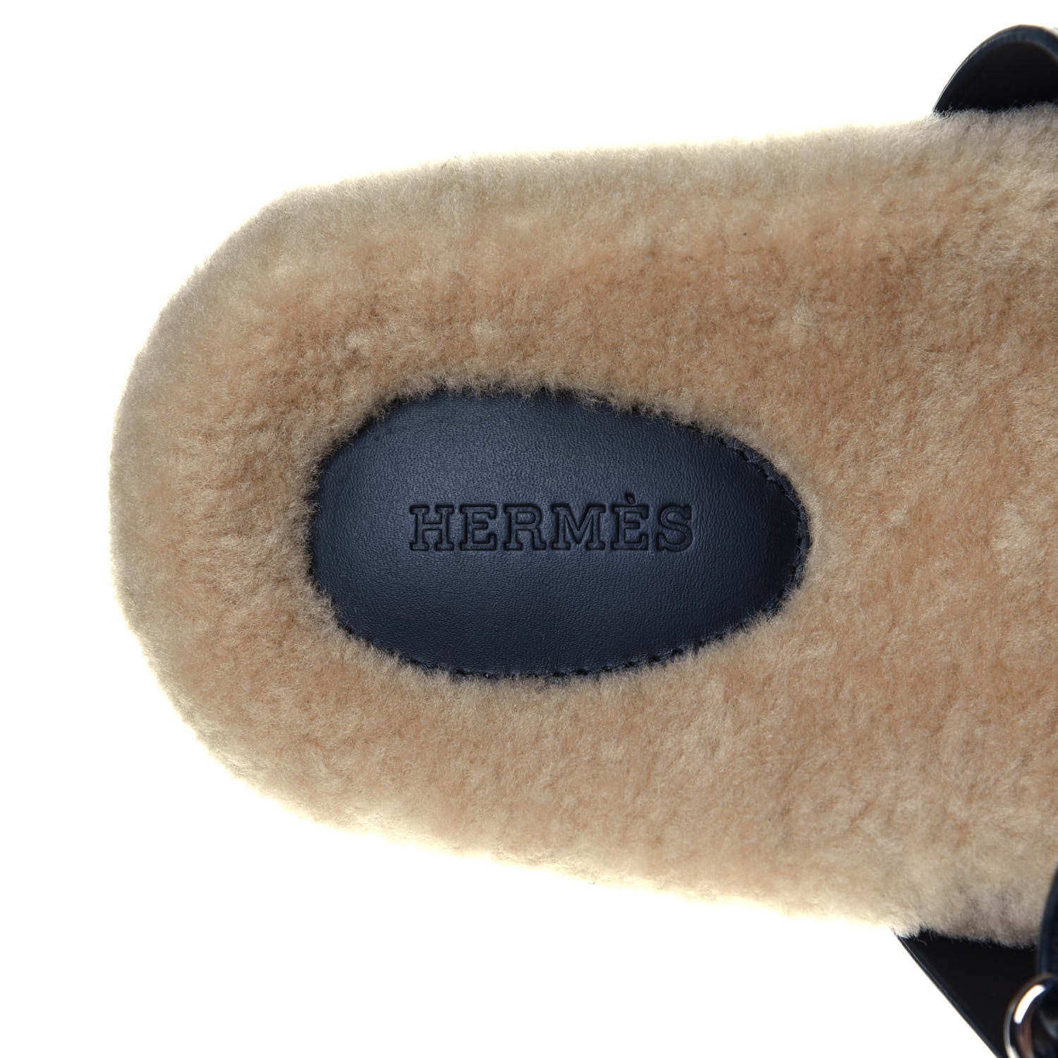 Hermes Veau Indios Woolskin Mens Chypre Sandals 45 Black Ecru 7 of 8
