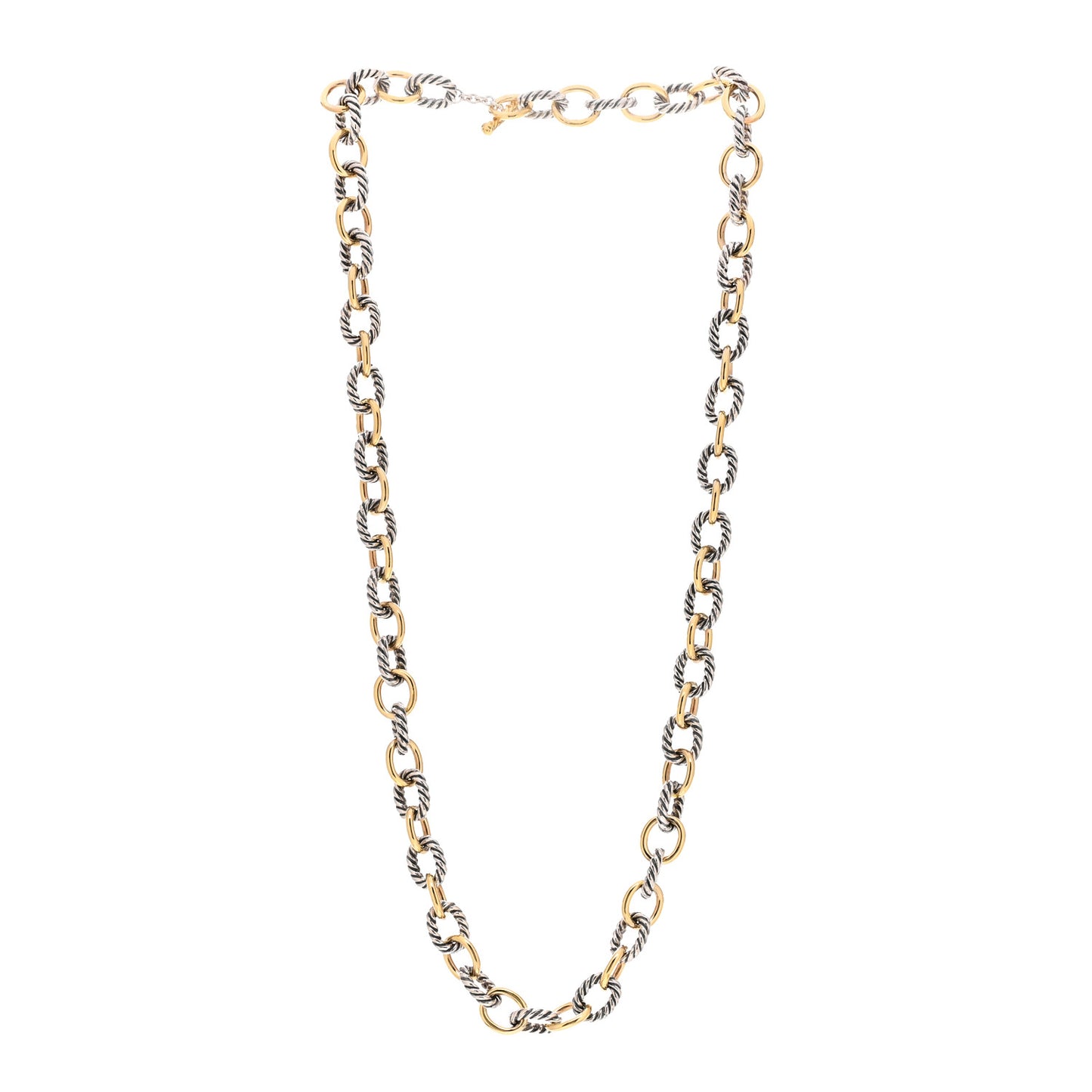 Sterling Silver 18K Yellow Gold 10mm Medium Oval Link Necklace 22"