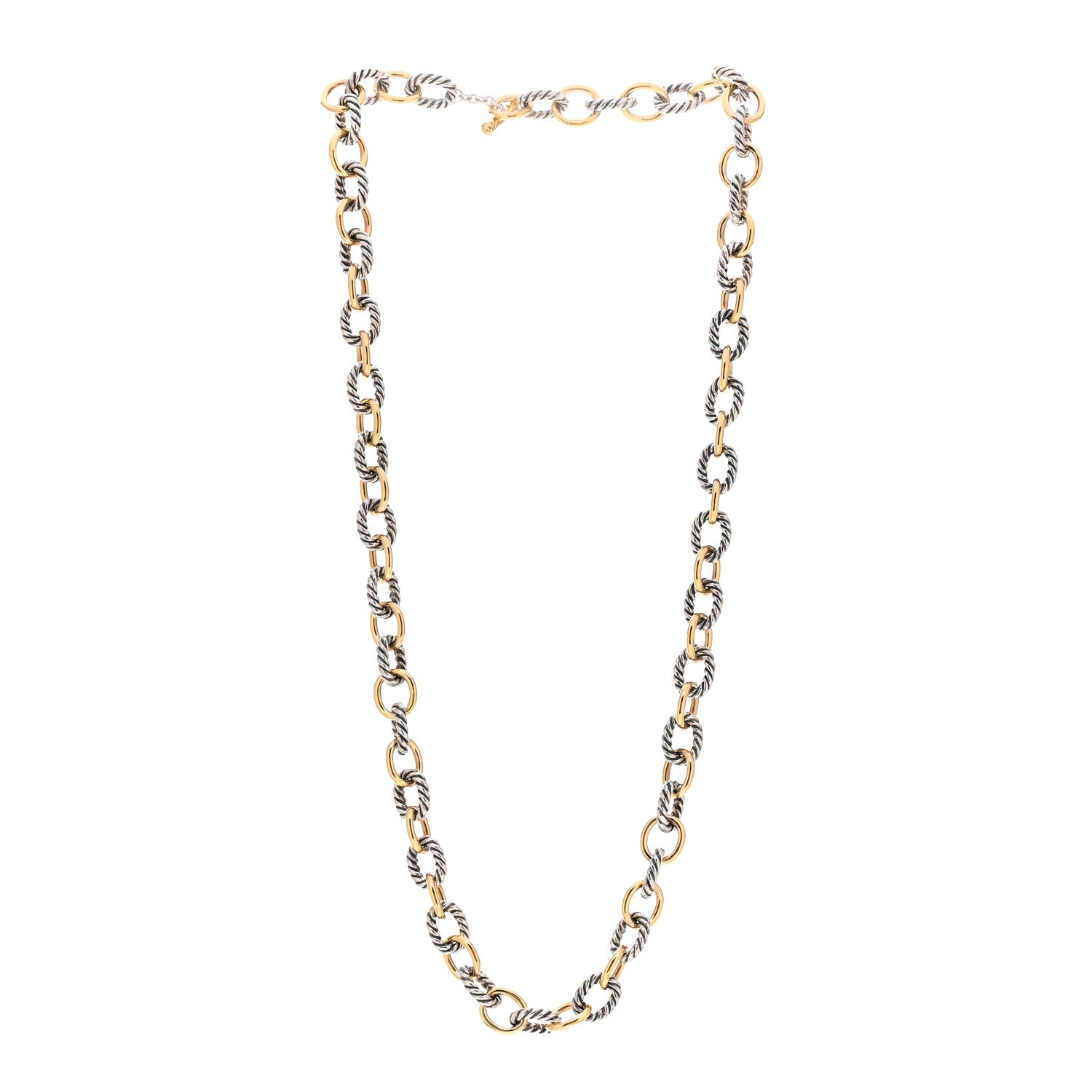 David Yurman Sterling Silver 18K Yellow Gold 10mm Medium Oval Link Necklace 22" 3 of 4