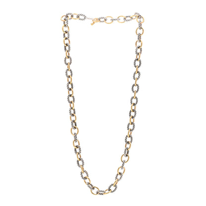 David Yurman Sterling Silver 18K Yellow Gold 10mm Medium Oval Link Necklace 22" 3 of 4