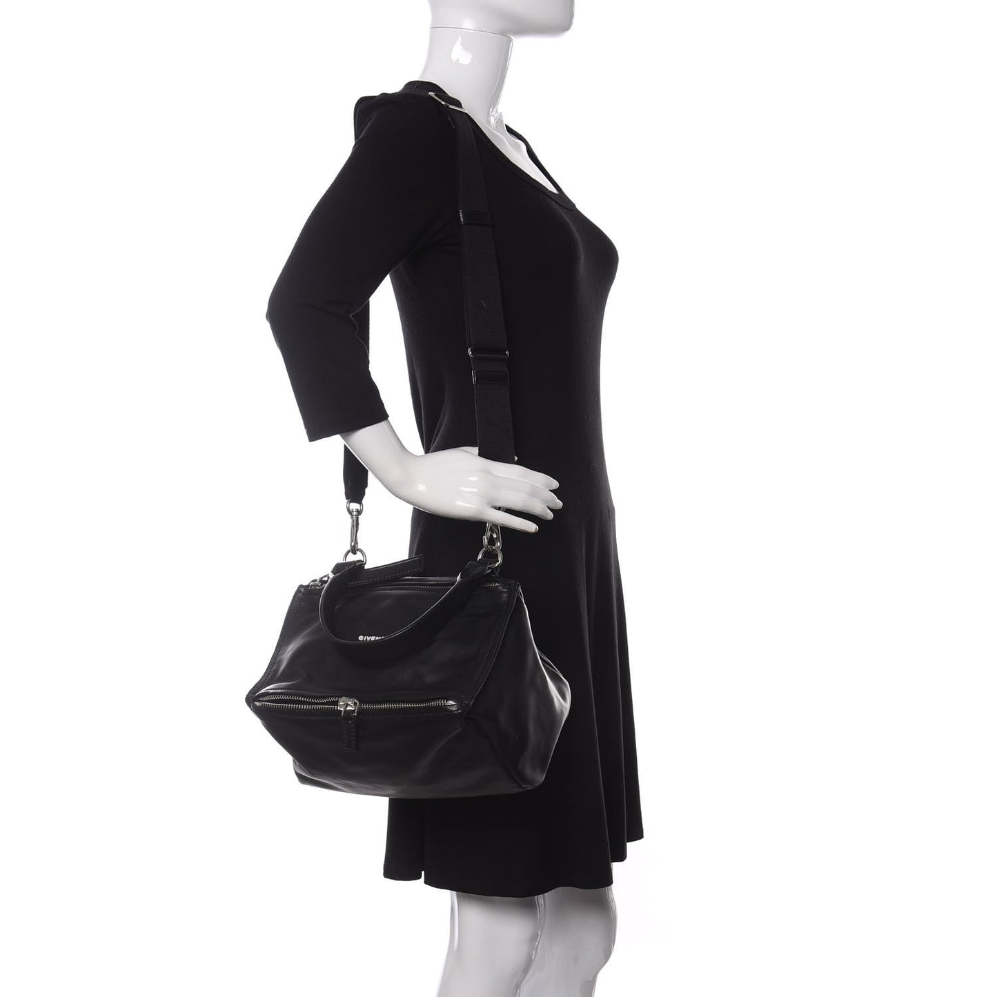 Calfskin Medium Pandora Logo Strap Black