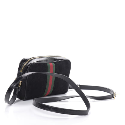 Gucci Suede Patent Web Mini Ophidia Shoulder Bag Black 3 of 9