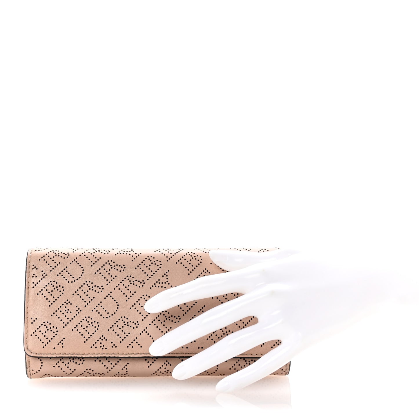 Calfskin Perforated Halton Wallet Pale Fawn Pink